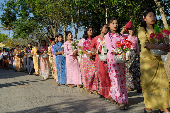 colourful procession because of children starting a monks live
