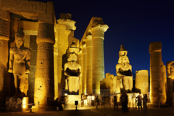 night shot Peristyle Courtyard of Ramesses II inside Temple