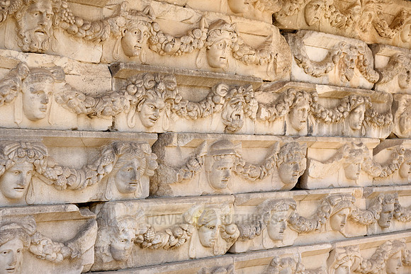 Face reliefs in the entrance area of Aphrodisias