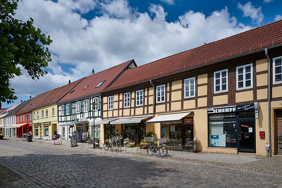 typical historic half-timbered houses in Templin