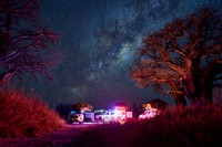 Night shot with Milky Way and Baobabs and camper at Baines Campsite 2
