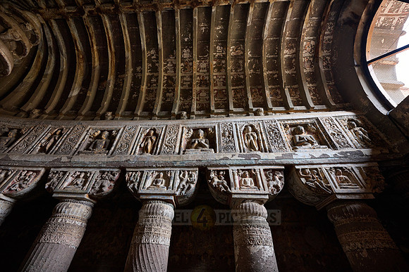 interior shot of Ajanta caves, cave 19
