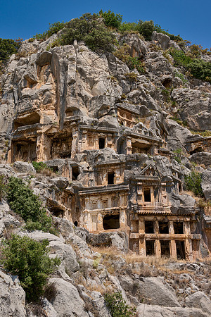 Lycian rock tombs in a rock face of Myra Ancient City