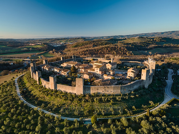 Aerial view of medieval town Monteriggioni
