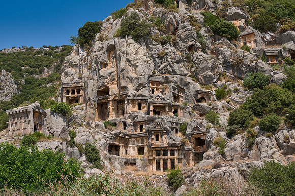 Lycian rock tombs in a rock face of Myra Ancient City