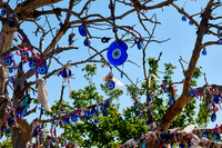Nazar amulets or blue eyes on a tree