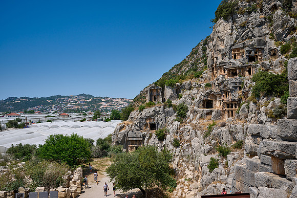 Lycian rock tombs in a rock face of Myra Ancient City