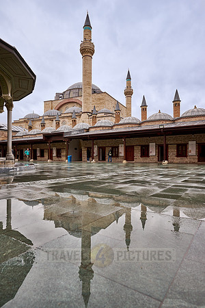 outside view of museum of Mevlana Rumi with Selimiye Mosque behind