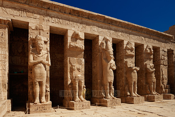 god Osiris columns at north colonnade in first court
