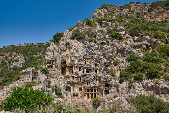 Lycian rock tombs in a rock face of Myra Ancient City