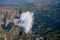 Aerial view from a helicopter of Victoria Falls