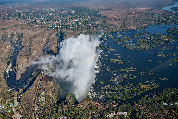 Aerial view from a helicopter of Victoria Falls