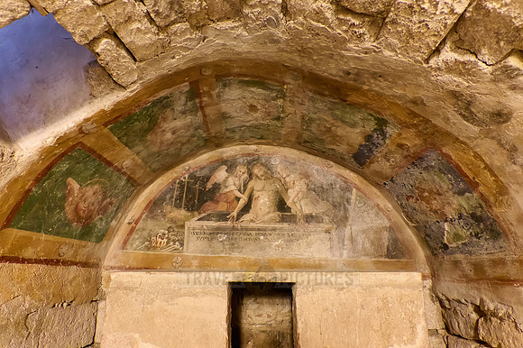 wall painting inside crypt in church of Abbazia di Santantimo abbey