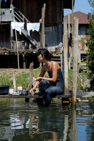 locals washing themself in the lake
