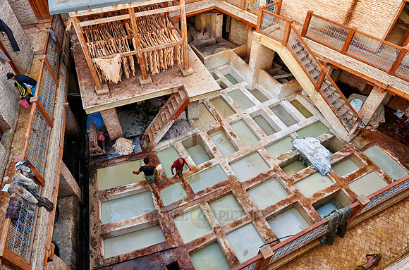 refurbished leather tannery in Old Fez