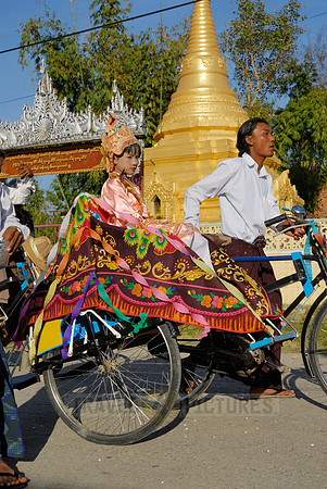 colourful procession because of children starting a monks live