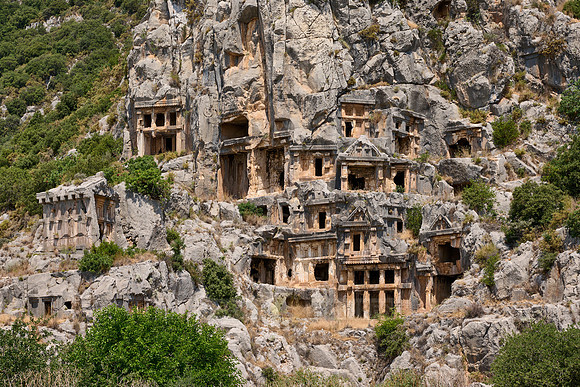 Lycian rock tombs in a rock face of Myra Ancient City