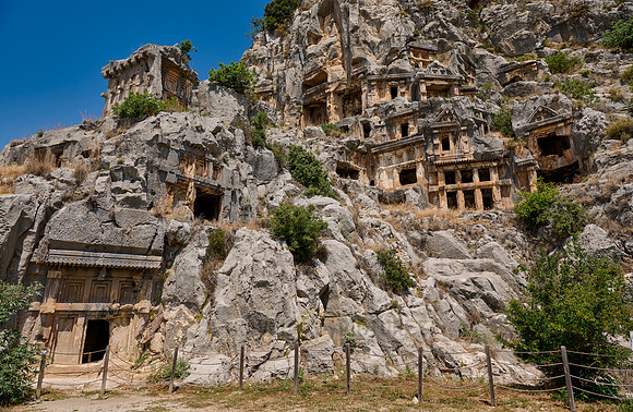 Lycian rock tombs in a rock face of Myra Ancient City