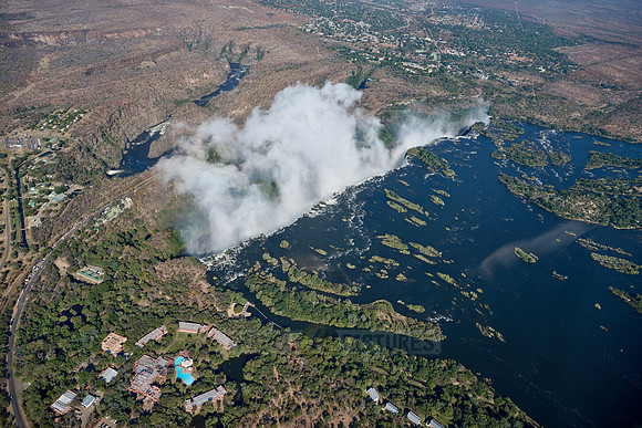 Aerial view from a helicopter of Victoria Falls