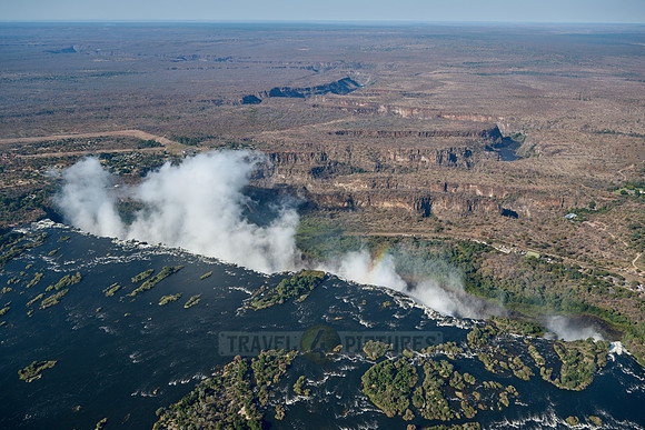 Aerial view from a helicopter of Victoria Falls