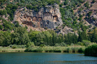Lycian rock tombs in a rock face of Dalyan