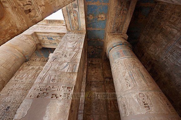 colorful columns and bas-relief of western colonnade inside second yard