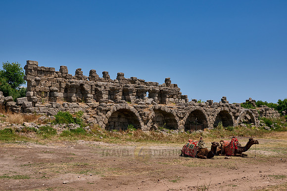 inland city wall in ruins of the Roman city of Side