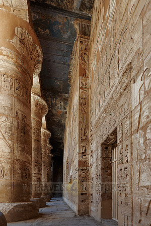 painted Columns and bas-relief in south colonnade