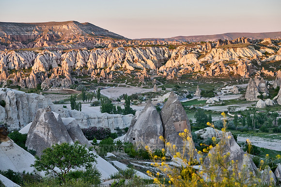 View from sunrise point of Goreme over landscape of Cappadocia