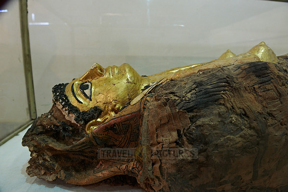 golden mummy in museum of Bahariya