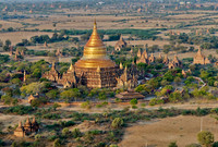 birds eye view of golden dome of stupa