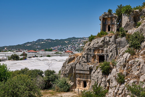 Lycian rock tombs in a rock face of Myra Ancient City
