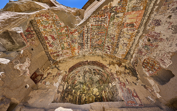 Egritas church with collapsed front wall showing frescos, Ihlara valley