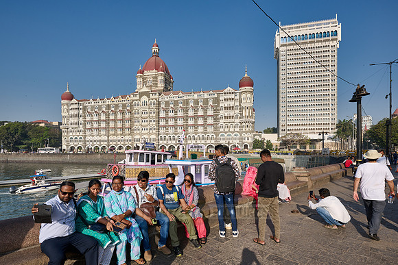 the famous Taj Mahal Palace hotel at the harbour of Mumbai
