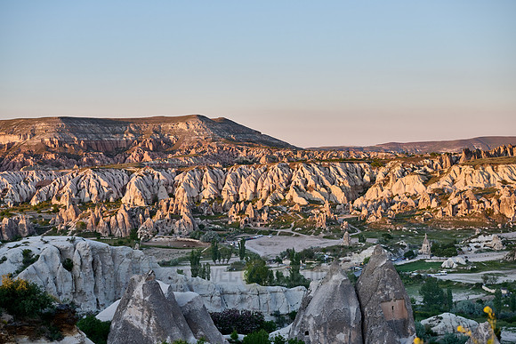 View from sunrise point of Goreme over landscape of Cappadocia
