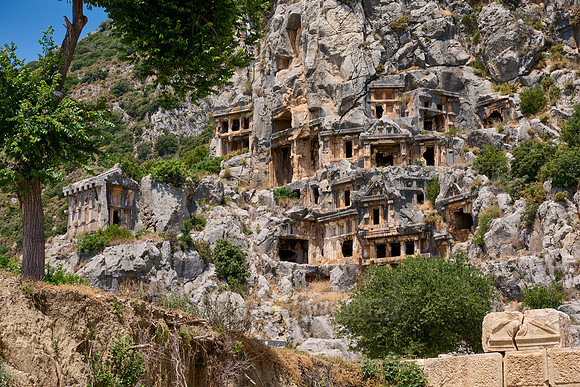 Lycian rock tombs in a rock face of Myra Ancient City