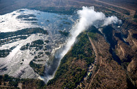 Aerial view from a helicopter of Victoria Falls