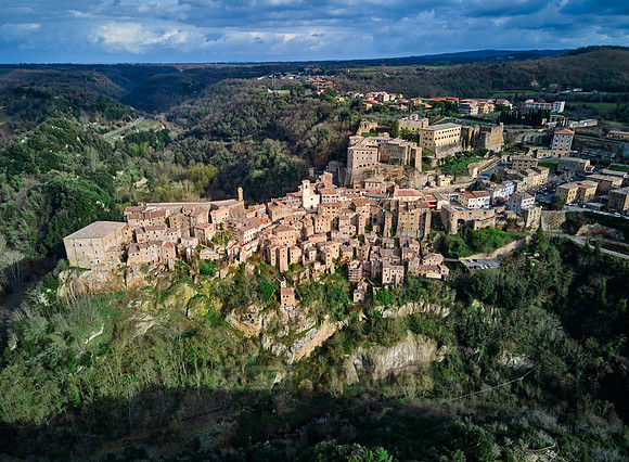 Aerial view of medieval town Sorano