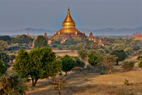birds eye view of golden dome of stupa