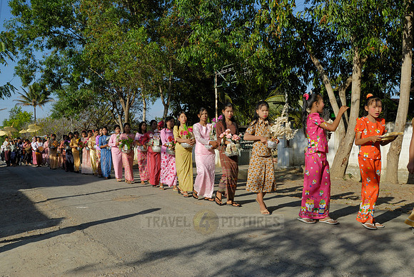 colourful procession because of children starting a monks live