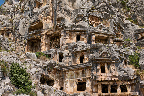 Lycian rock tombs in a rock face of Myra Ancient City