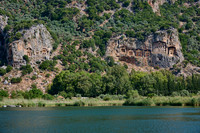 Lycian rock tombs in a rock face of Dalyan