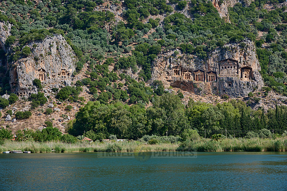 Lycian rock tombs in a rock face of Dalyan