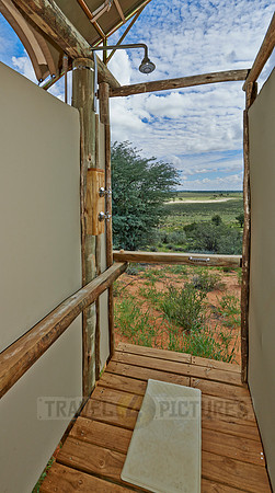 outside shower of room in Polentswa Tented Camp