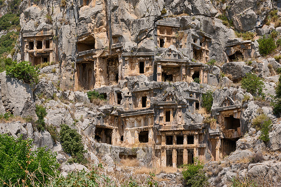 Lycian rock tombs in a rock face of Myra Ancient City