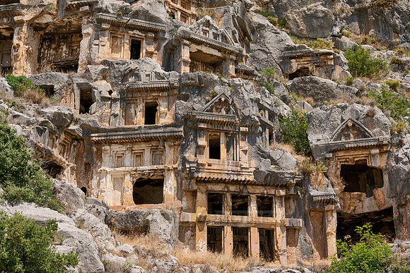 Lycian rock tombs in a rock face of Myra Ancient City