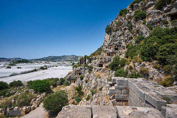 Lycian rock tombs in a rock face of Myra Ancient City