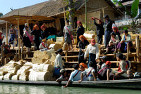 Shan women at boat bridge