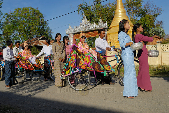 colourful procession because of children starting a monks live