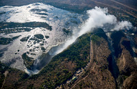 Aerial view from a helicopter of Victoria Falls